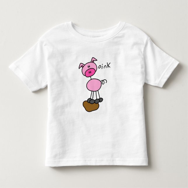 Camiseta Infantil O porco diz Oink t-shirt e presentes (Frente)