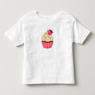 Camiseta Infantil O rosa bonito polvilha o cupcake da morango