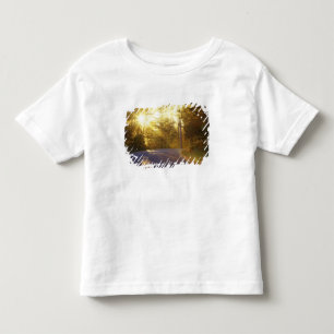 Camiseta Infantil O sol irrompe através da floresta na rodovia em