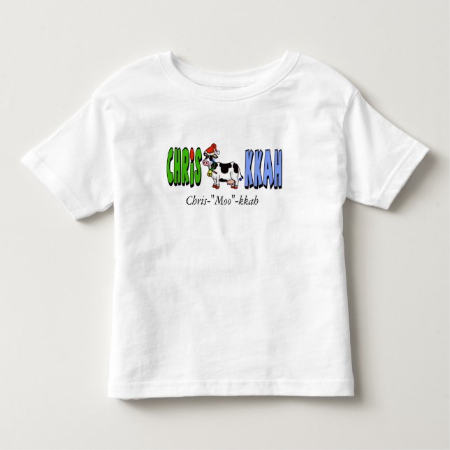 Camiseta Infantil O t-shirt da criança de Chrismukkah com vaca (Frente)