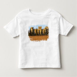 Camiseta Infantil O vinhedo com videiras do syrah e o castelo