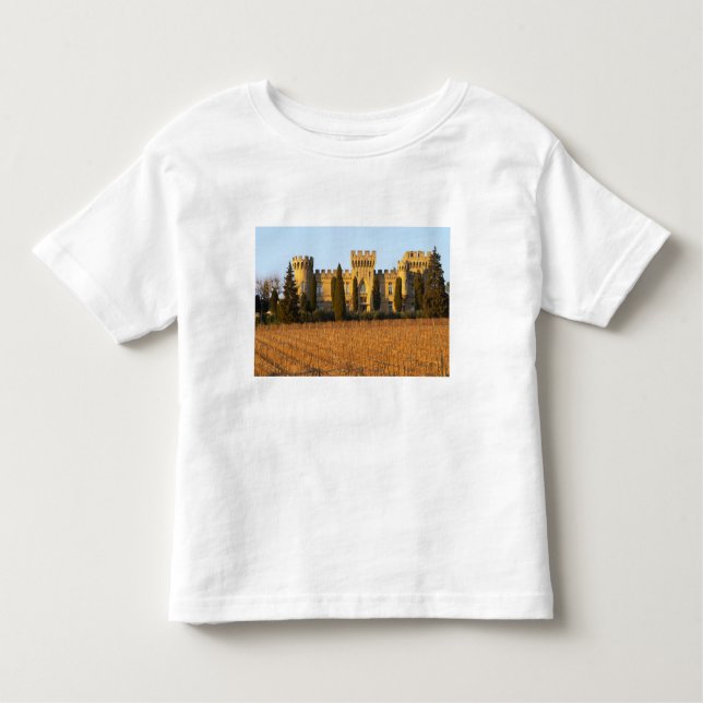 Camiseta Infantil O vinhedo com videiras do syrah e o castelo (Frente)