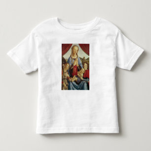 Camiseta Infantil O Virgin e a criança com dois anjos, c.1470
