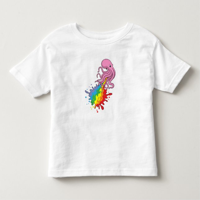Camiseta Infantil Octopus com arco-íris (Frente)