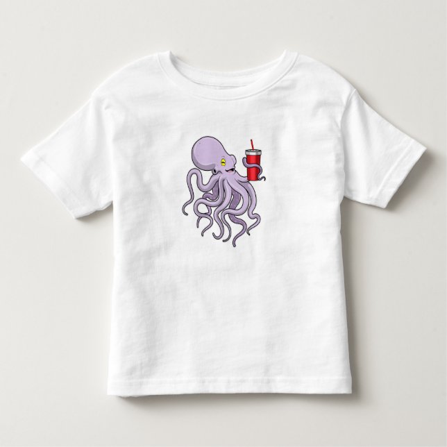 Camiseta Infantil Octopus com caneta de Bebendo (Frente)