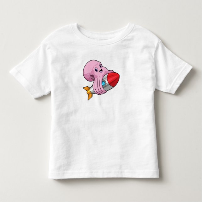 Camiseta Infantil Octopus com foguete (Frente)