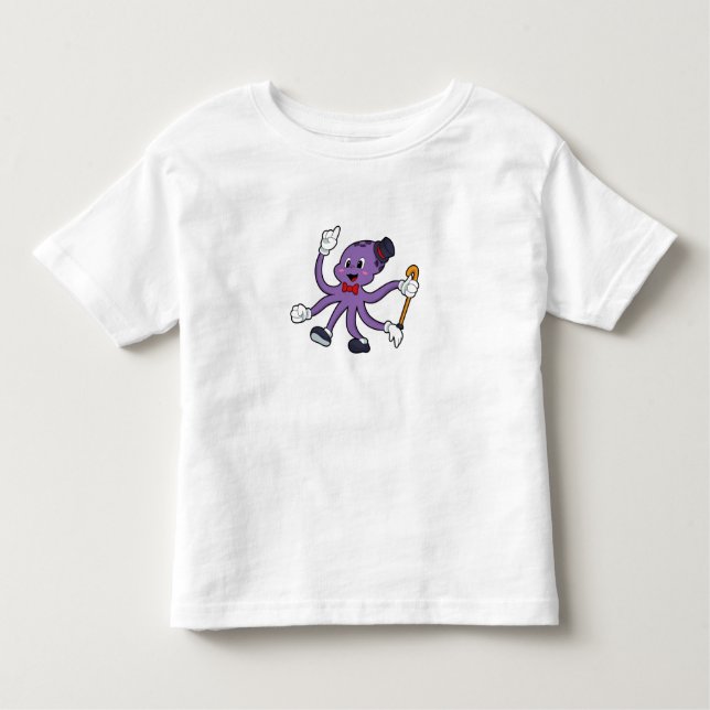Camiseta Infantil Octopus como mágico com chapéu (Frente)
