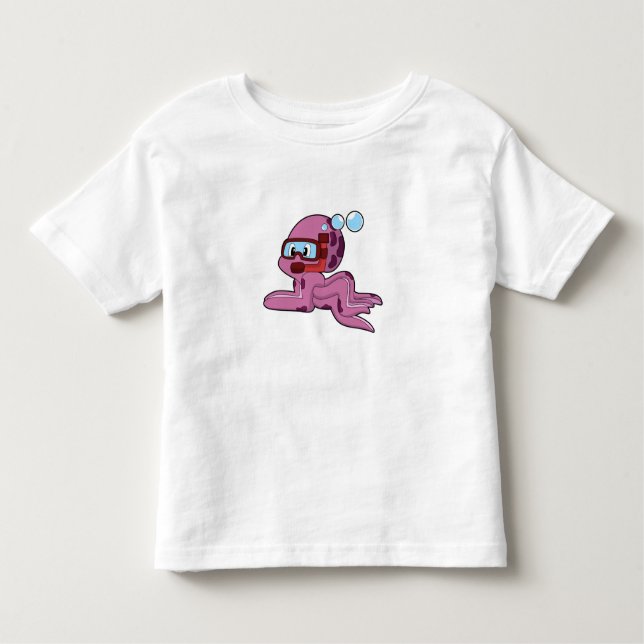 Camiseta Infantil Octopus como mergulhador com Snorkel (Frente)