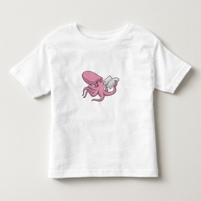 Camiseta Infantil Octopus como Nerd do Livro (Frente)