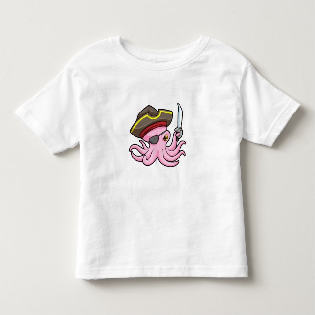 Camiseta Infantil Octopus como Pirata com Saber & Eleye (Frente)
