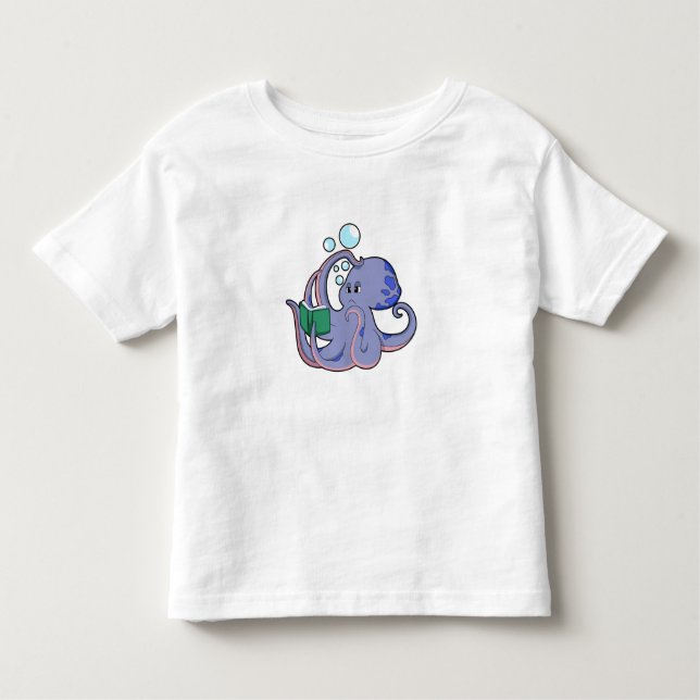 Camiseta Infantil Octopus em Leitura com Livro (Frente)