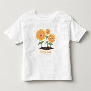 Camiseta Infantil Óculos bonitos girassóis felizes sorrindo ilustr