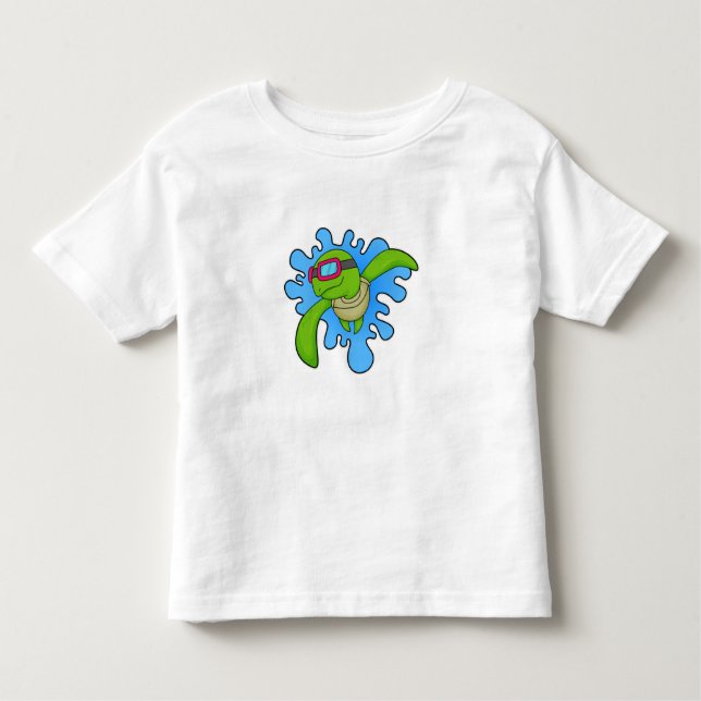 Camiseta Infantil Óculos de natação de tartaruga (Frente)