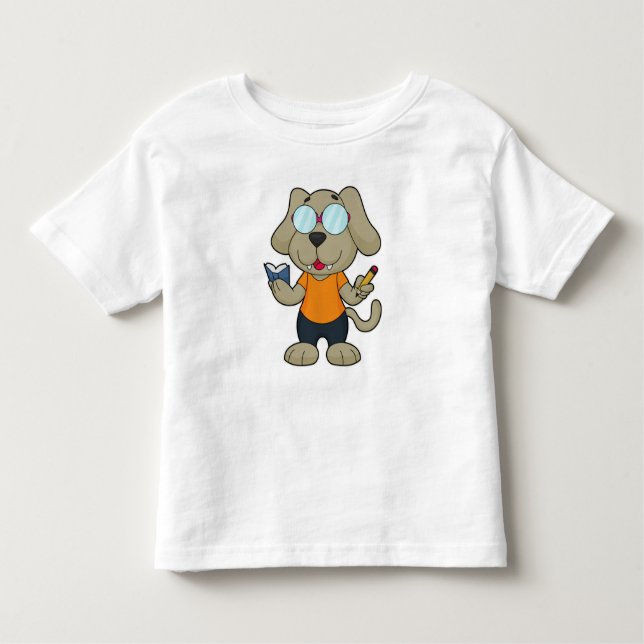 Camiseta Infantil Óculos do livro de Nerd de cães (Frente)
