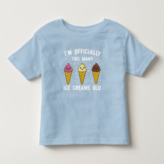 Camiseta Infantil Oficialmente, sou tantos Sorvetes de 3 anos (Frente)