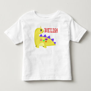 Camiseta Infantil Olá! Camisa-T de Dinossauro Bebê Amarelo-Bonito Di