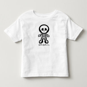 Camiseta Infantil Olá Halloween Esqueleto de Desen