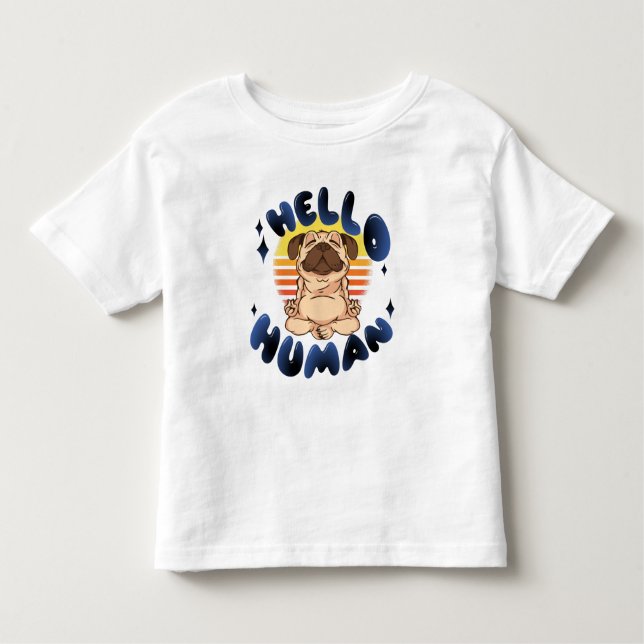 Camiseta Infantil Olá humano Cão ioga meditando (Frente)