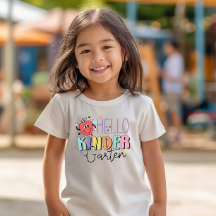 Camiseta Infantil Olá Jardim de Infância Primeiro Dia de Escola Maçã