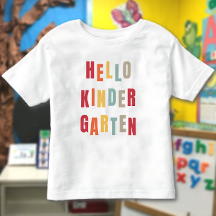 Camiseta Infantil Olá, Jardim Infantil, Texto Colorido De Volta À Es