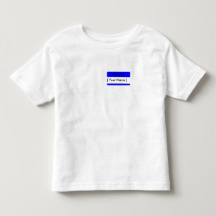 Camiseta Infantil Olá, meu nome é... Nome de etiqueta azul Toddler