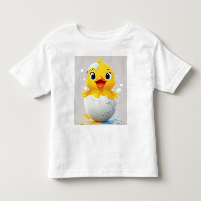 Camiseta Infantil Olá Mundo! Pintinho Chic Toddler T-Shirt (Frente)