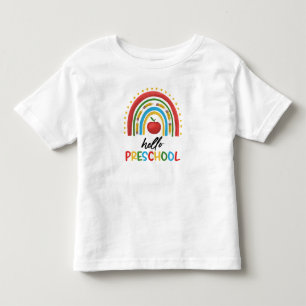 Camiseta Infantil Olá Pré-Escola Arco-Íris Volta à Escola