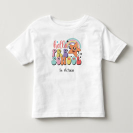 Camiseta Infantil Olá Pré-Escola Colorido Volta à Escola Branco