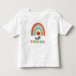 Camiseta Infantil Olá Pré-Escolar, Arco-Íris Pré-Escolar De Volta À