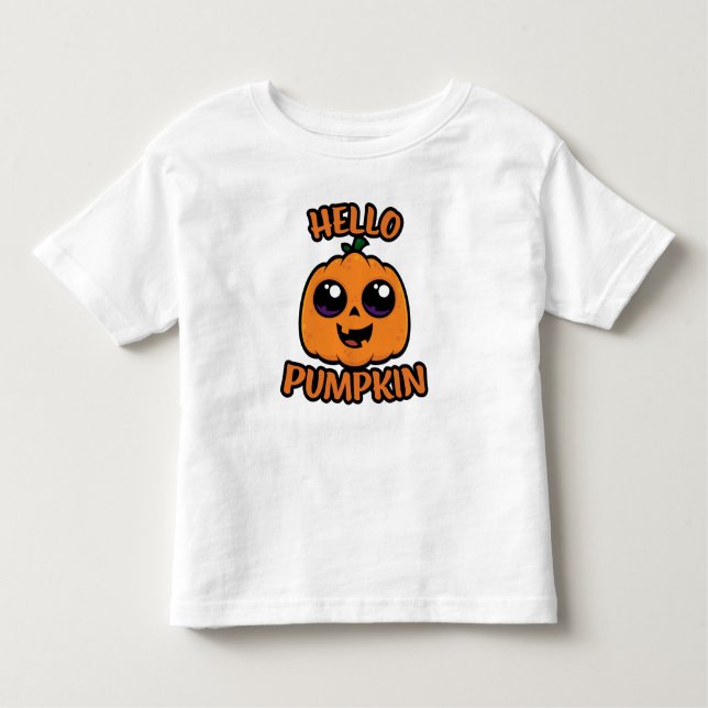 Camiseta Infantil Olá, Pumpkin, Festa de Halloween Jack-O-Lanterna (Frente)