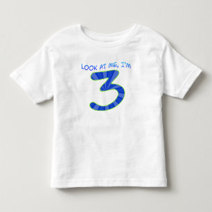 Camiseta Infantil Olhe para mim, eu tenho 3 - Azul