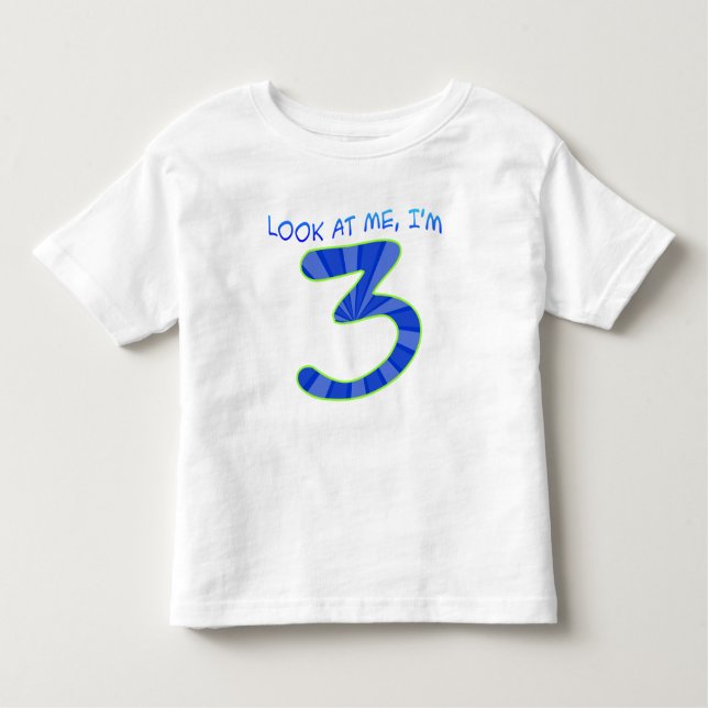 Camiseta Infantil Olhe para mim, eu tenho 3 - Azul (Frente)