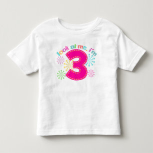 Camiseta Infantil Olhe para mim, eu tenho 3 - Rosa