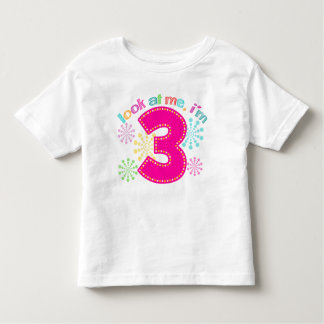 Camiseta Infantil Olhe para mim, eu tenho 3 - Rosa
