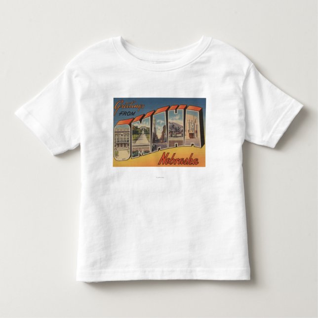 Camiseta Infantil Omaha, letra ScenesOmaha de NebraskaLarge, NE (Frente)
