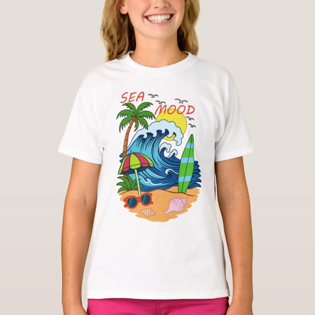 Camiseta Infantil Onda e Palmeira (Frente)