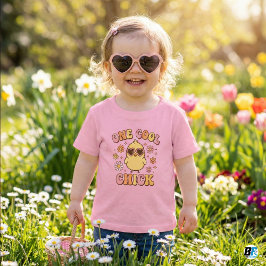 Camiseta Infantil One Cool Chick | Retro Groovy Easter Spring