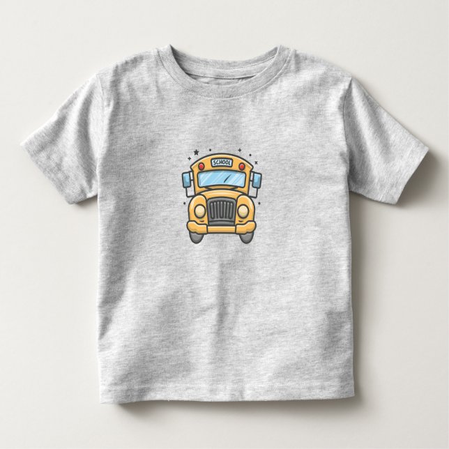 Camiseta Infantil Ônibus Escolar no Estilo de Cartoon Design de Chei (Frente)