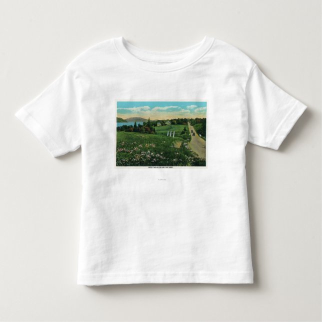 Camiseta Infantil Opinião cénico do país, sobre as colinas e (Frente)