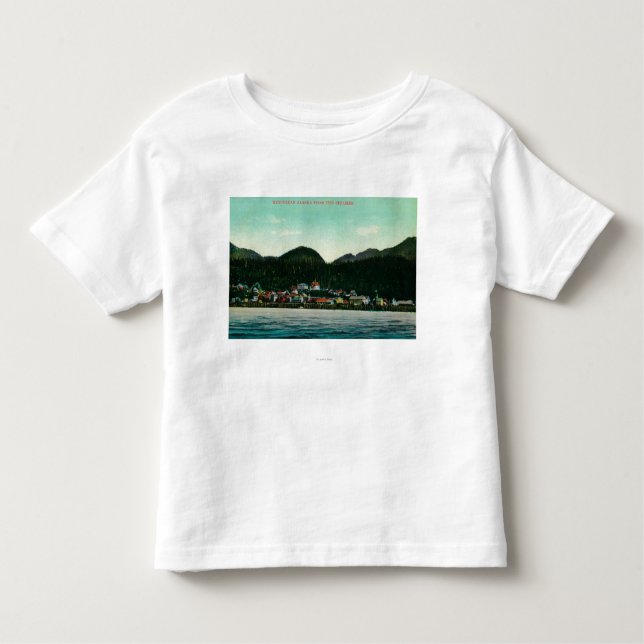 Camiseta Infantil Opinião da cidade de Ketchikan, Alaska do navio a (Frente)