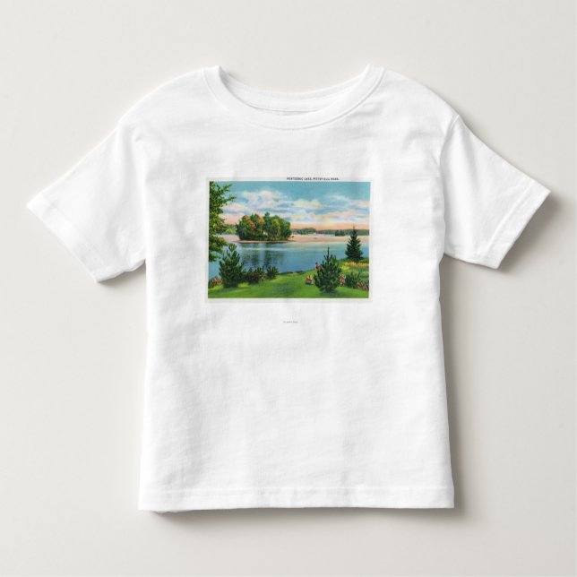 Camiseta Infantil Opinião da linha costeira do lago Pontoosuc (Frente)