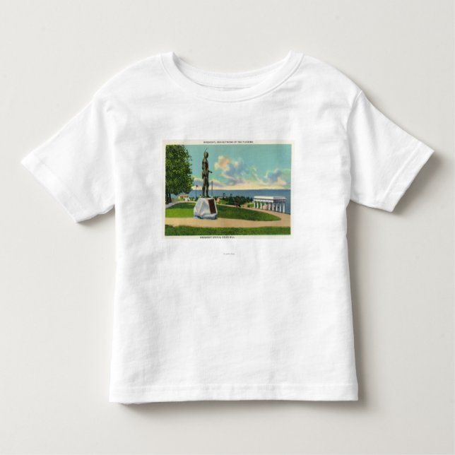 Camiseta Infantil Opinião do monte de Coles da estátua de Massasoit (Frente)