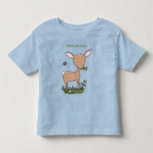Camiseta Infantil Óptica de desenho animado de veado de bebê feliz