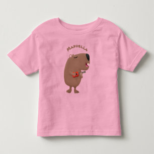 Camiseta Infantil Óptica desenho animado de capybara ukulele