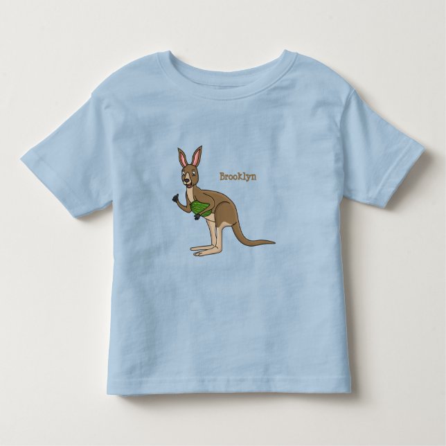 Camiseta Infantil Óptica ilustração de canguru australiano feliz (Frente)