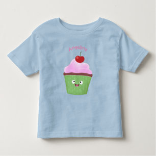 Camiseta Infantil Óptica ilustração do desenho animado do cupcake