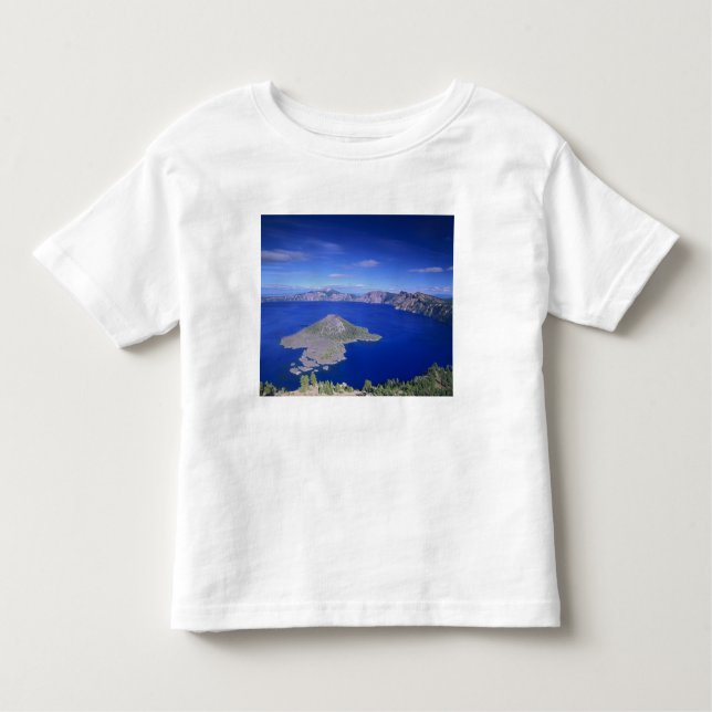 Camiseta Infantil OR, Crater Lake NP, Wizard Island e Crater (Frente)