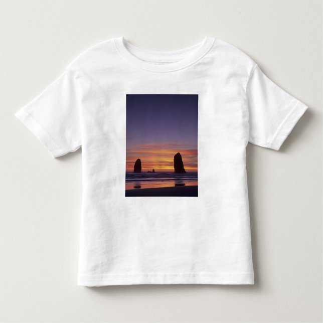 Camiseta Infantil OR, Oregon Coast, Cannon Beach, Sastacks at (Frente)