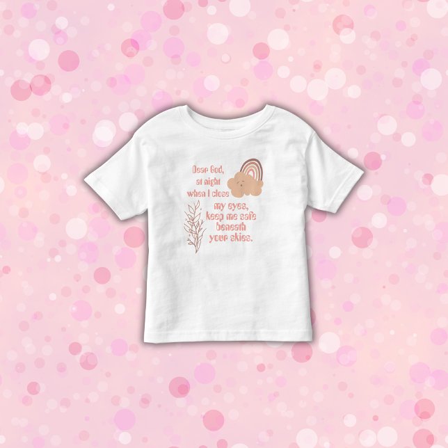 Camiseta Infantil Oração Cristã para Crianças Rosa | (Criador carregado)