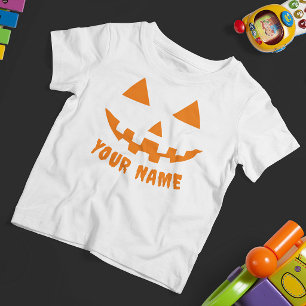 Camiseta Infantil Orange Pumpkin Personalizado Halloween Seu Nome